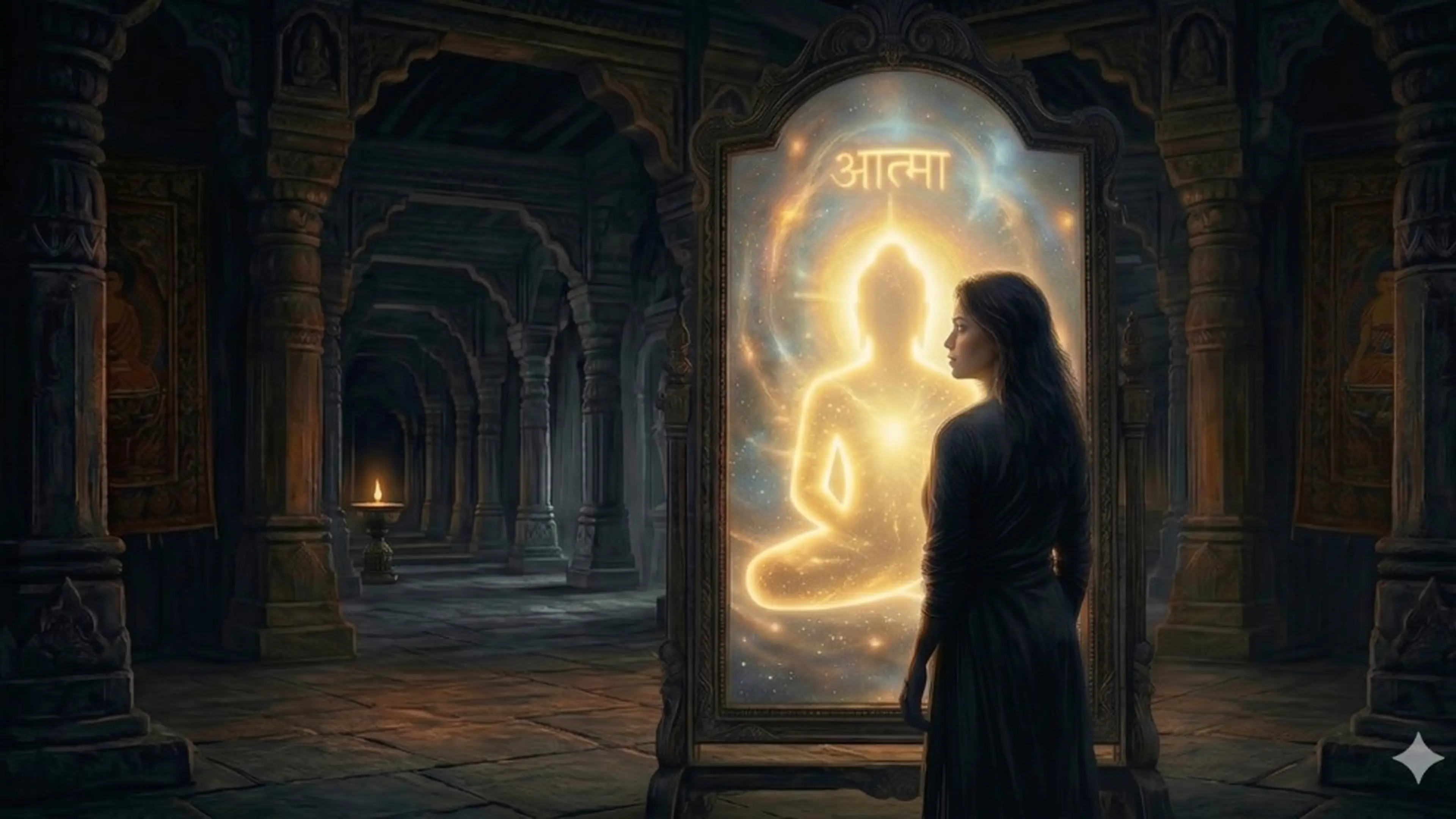 Temple hall and mirror — inner light and आत्मा (Atma), the soul — Practical Jainism